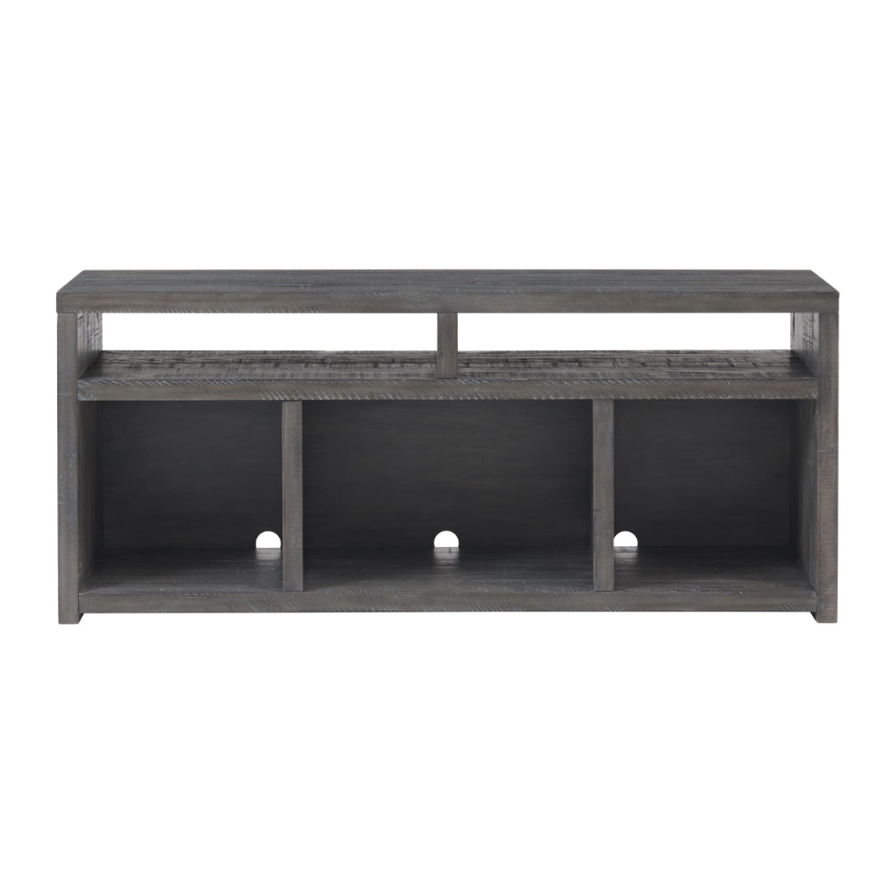 Evelyn 70 Inch TV Entertainment Console, 2 Shelves, 3 Cubbies, Smooth Gray - BM295410