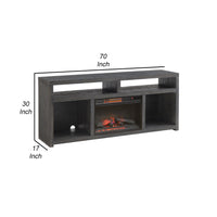 Evelyn 70 Inch TV Entertainment Console, 2 Shelves, 3 Cubbies, Smooth Gray - BM295410