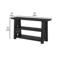 Elena 55 Inch Sofa Console Table, 2 Shelves, Industrial Bolts, Black FInish - BM295411