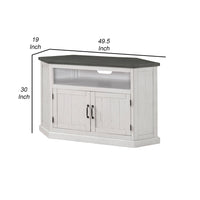 Alexa 50 Inch TV Corner Entertainment Console, Cubby, Cabinet, White, Gray - BM295427