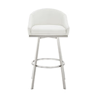 Sheryl 26 Inch Swivel Counter Stool Chair, Low Back, White Faux Leather - BM295440