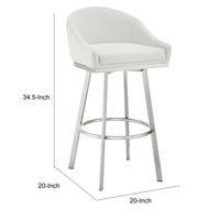 Sheryl 26 Inch Swivel Counter Stool Chair, Low Back, White Faux Leather - BM295440