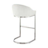 Lina 24 Inch Counter Stool Chair, Metal Cantilever Base, White Faux Leather - BM295450