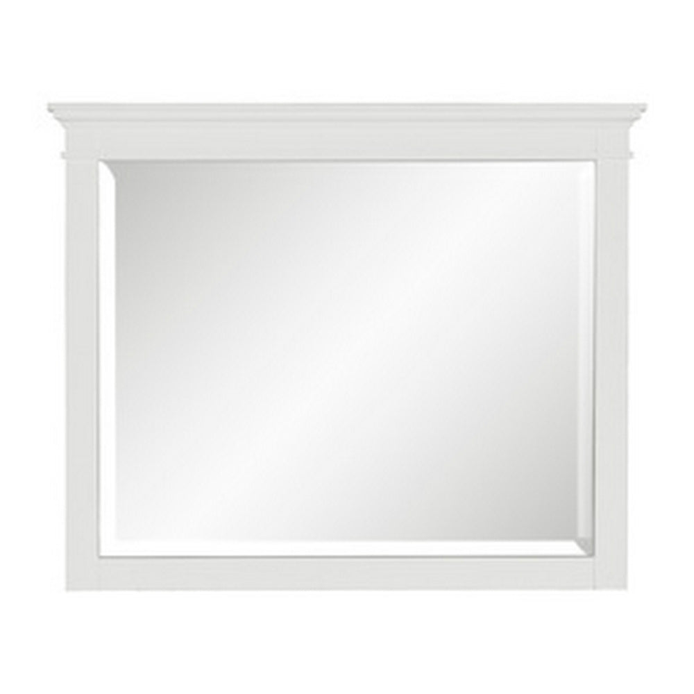 Candy 43 Inch Classic Accent Mirror, Rustic Minimalist Design, Crisp White - BM295533