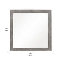 Adia 40 Inch Modern Accent Mirror, Sleek Textured Frame, Rustic Gray Veneer - BM295534