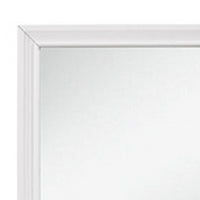 Ani 37 Inch Modern Rectangular Accent Mirror, Faux Wood Veneer Frame, White - BM295550