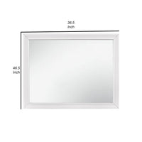 Ani 37 Inch Modern Rectangular Accent Mirror, Faux Wood Veneer Frame, White - BM295550