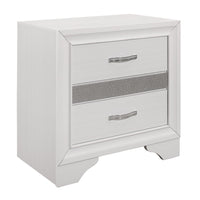 Ani 26 Inch Modern 2 Drawer Nightstand, Hidden Jewelry Drawer, White Frame - BM295558