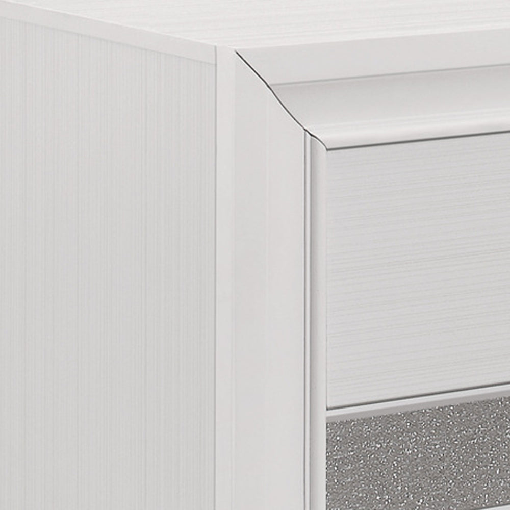 Ani 26 Inch Modern 2 Drawer Nightstand, Hidden Jewelry Drawer, White Frame - BM295558