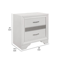 Ani 26 Inch Modern 2 Drawer Nightstand, Hidden Jewelry Drawer, White Frame - BM295558