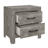 Adia 24 Inch Classic 2 Drawer Nightstand, Metal Handles, Rustic Gray Finish - BM295562