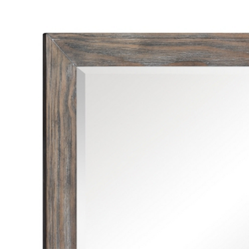 Cady 50 Inch Classic Accent Mirror, Recessed Picture Frame Molding, Gray - BM295568