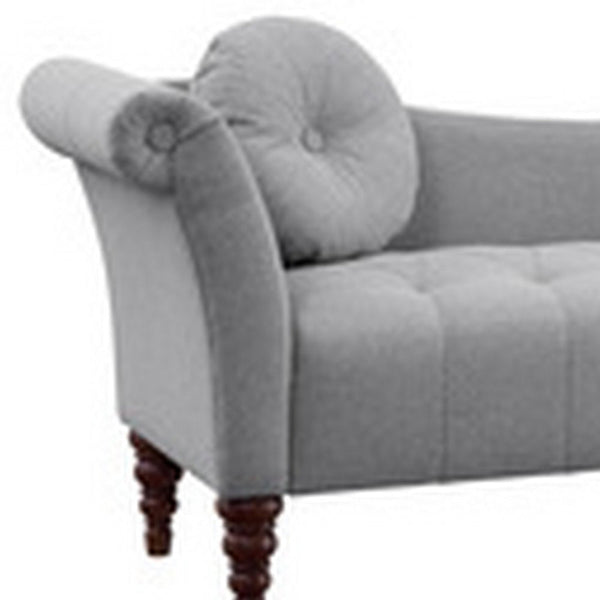 75 Inch Modern Curved Arm Sofa Settee, Button Tufted, 2 Pillows, Soft Gray - BM295595