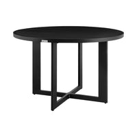 Ollie 48 Inch Patio Dining Table, Aluminum Frame and Round Tabletop, Black - BM295614