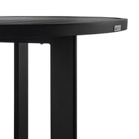 Ollie 48 Inch Patio Dining Table, Aluminum Frame and Round Tabletop, Black - BM295614