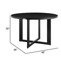 Ollie 48 Inch Patio Dining Table, Aluminum Frame and Round Tabletop, Black - BM295614