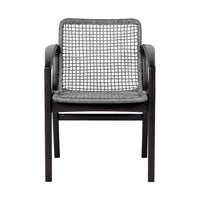 Tye 25 Inch Patio DIning Chair, Dark Eucalyptus Wood, Gray Rope Seating - BM295637