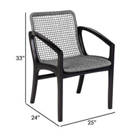Tye 25 Inch Patio DIning Chair, Dark Eucalyptus Wood, Gray Rope Seating - BM295637