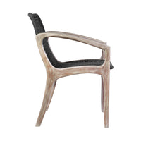 Tye 25 Inch Patio DIning Chair, Light Eucalyptus Wood, Dark Gray Rope Seat - BM295641