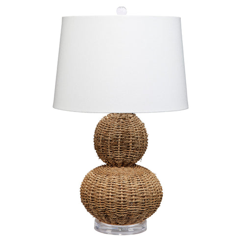 25 Inch Table Lamp, Rattan Woven, Inverted Tapered Shade, White, Beige - BM295713