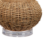 25 Inch Table Lamp, Rattan Woven, Inverted Tapered Shade, White, Beige - BM295713