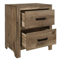 Zane 28 inch Transitional Nightstand, 2 Drawers, Weathered Pine Veneer - BM295893