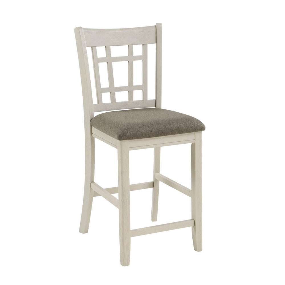 Glee 26 Inch Counter Height Chair, Set of 2, Antique White and Brown Finish - BM295907