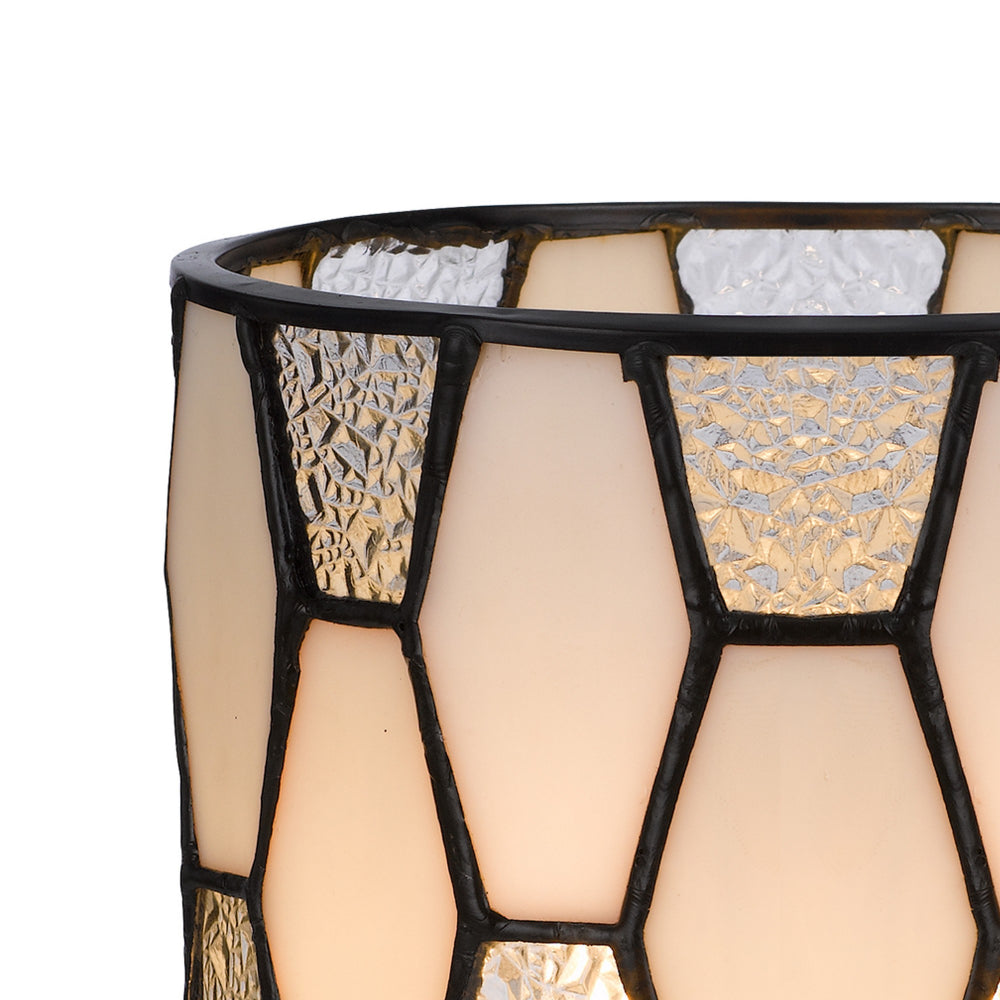 Eli 9 Inch Accent Lamp, Hand Painted Cylinder Tiffany Style Shade, Bronze - BM295950