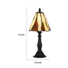Eli 14 Inch Accent Lamp, Scalloped Stained Tiffany Style Shade, Dark Bronze - BM295954