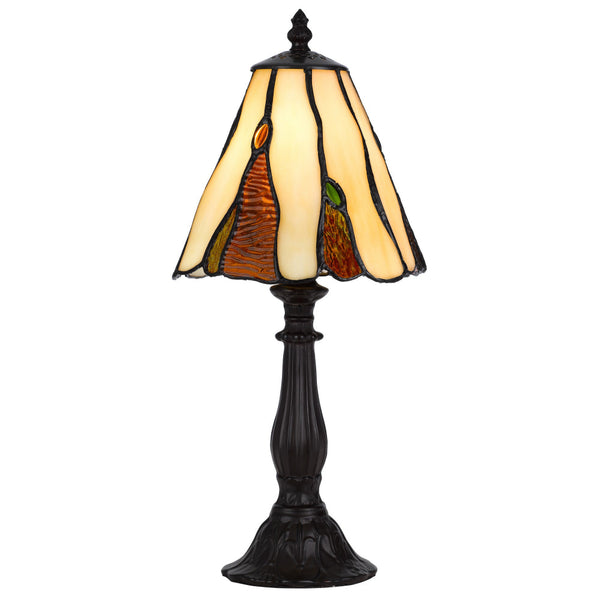 Eli 14 Inch Accent Lamp, Scalloped Stained Tiffany Style Shade, Dark Bronze - BM295954