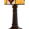 Eli 14 Inch Art Deco Accent Lamp, Square Tiffany Style Shade, Dark Bronze - BM295957