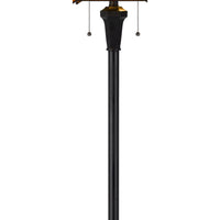 Eli 60 Inch Floor Lamp, Hexagonal Tiffany Style Shade, Dual Light, Bronze - BM295959