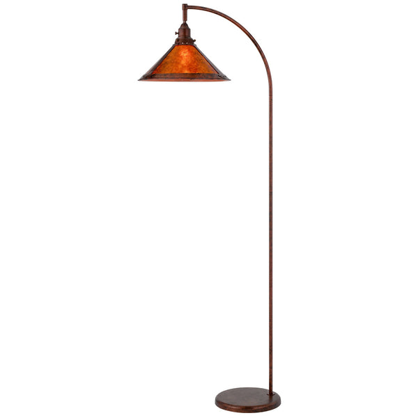 Cyan 65 Inch Modern Adjustable Arc Floor Lamp, Amber Mica Shade, Rust Metal - BM295963