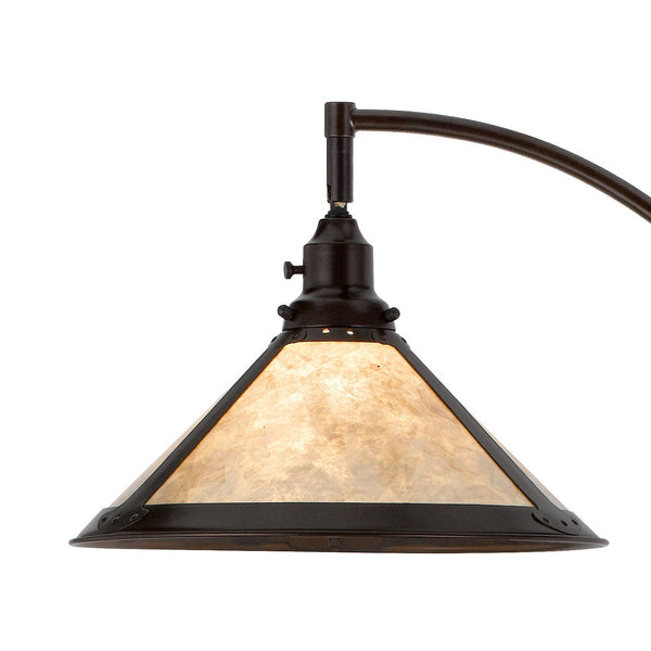 Cyan 65 Inch Adjustable Metal Arc Floor Lamp, White Mica Shade, Dark Bronze - BM295964