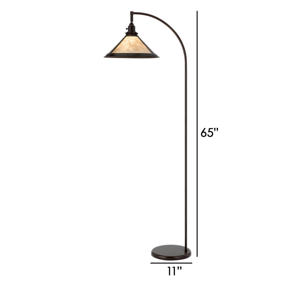 Cyan 65 Inch Adjustable Metal Arc Floor Lamp, White Mica Shade, Dark Bronze - BM295964