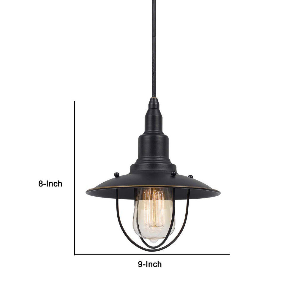 Oma 8 Inch Modern Pendant Light, Industrial Style, Dark Bronze Metal Frame - BM295969