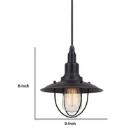 Oma 8 Inch Modern Pendant Light, Industrial Style, Dark Bronze Metal Frame - BM295969