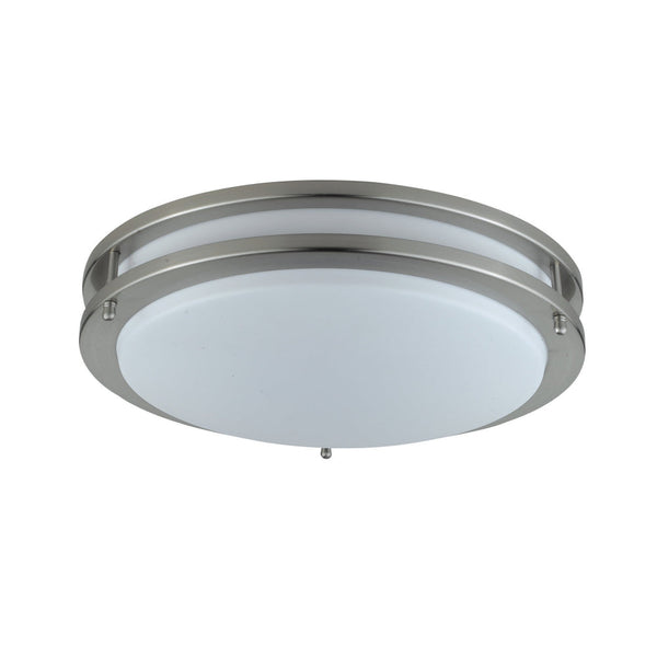 14 Inch Modern Ceiling Lamp with Frosted Acrylic Plate, Steel Trim, White - BM295976