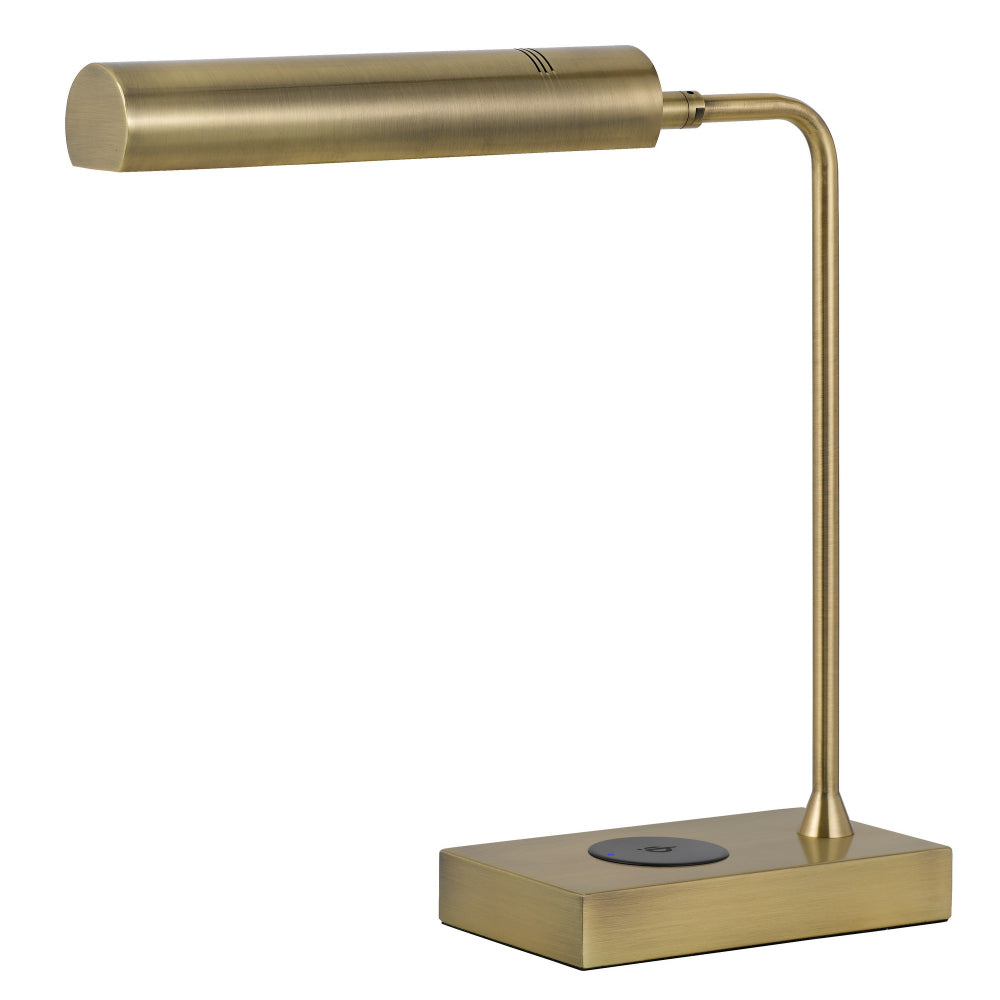 Dyna 18 Inch Integrated LED Desk Lamp, Wireless USB Port, Antique Brass - BM295989