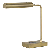 Dyna 18 Inch Integrated LED Desk Lamp, Wireless USB Port, Antique Brass - BM295989