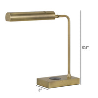 Dyna 18 Inch Integrated LED Desk Lamp, Wireless USB Port, Antique Brass - BM295989