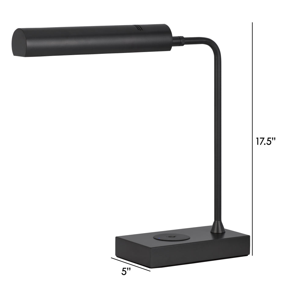 Dyna 18 Inch Integrated LED Desk Lamp, Wireless USB Port, Matte Black - BM295991