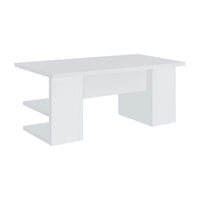 71 Inch Modern Rectangular Writing Desk, 4 Open Shelves, Crisp White Finish - BM296078