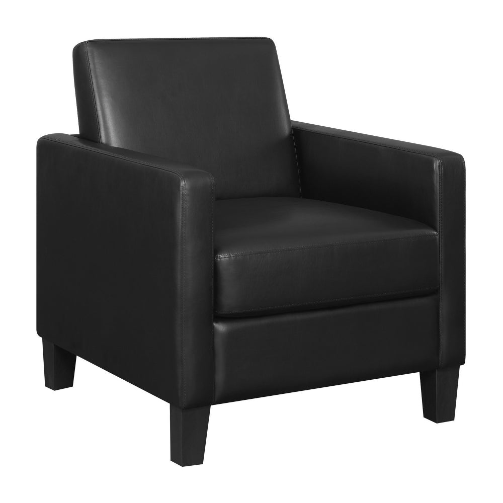 benzara 34 Inch Modern Accent Chair Angled Back Modern Style Black Faux Leather - BM296085