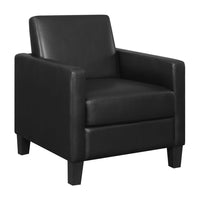 34 Inch Modern Accent Chair, Angled Back, Modern Style, Black Faux Leather - BM296085