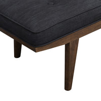 50 Inch Classic Bench, Button Tufted Taupe Fabric, Brown Wood Angled Legs - BM296088