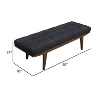 50 Inch Classic Bench, Button Tufted Taupe Fabric, Brown Wood Angled Legs - BM296088