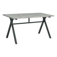 Ota 60 Inch Rectangular Writing Desk, Light Gray Wood Top, Dark Gray Metal - BM296116