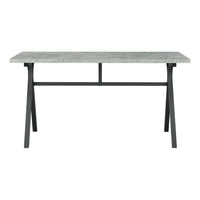 Ota 60 Inch Rectangular Writing Desk, Light Gray Wood Top, Dark Gray Metal - BM296116