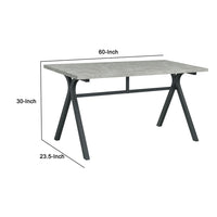 Ota 60 Inch Rectangular Writing Desk, Light Gray Wood Top, Dark Gray Metal - BM296116